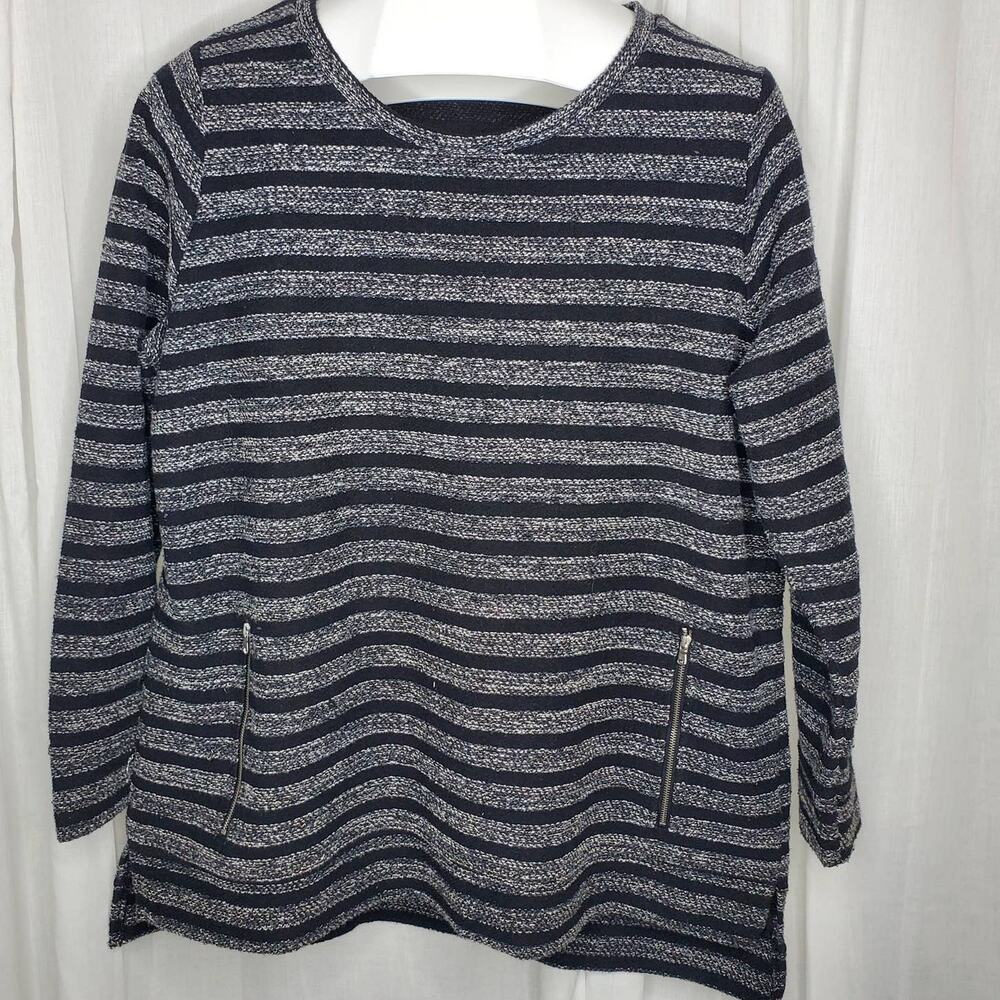 Per Se Black and Gray Striped Tunic Sweatshirt, 1X